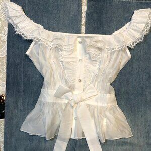 Original White Lace Off Shoulder Sleeveless Blouse Women